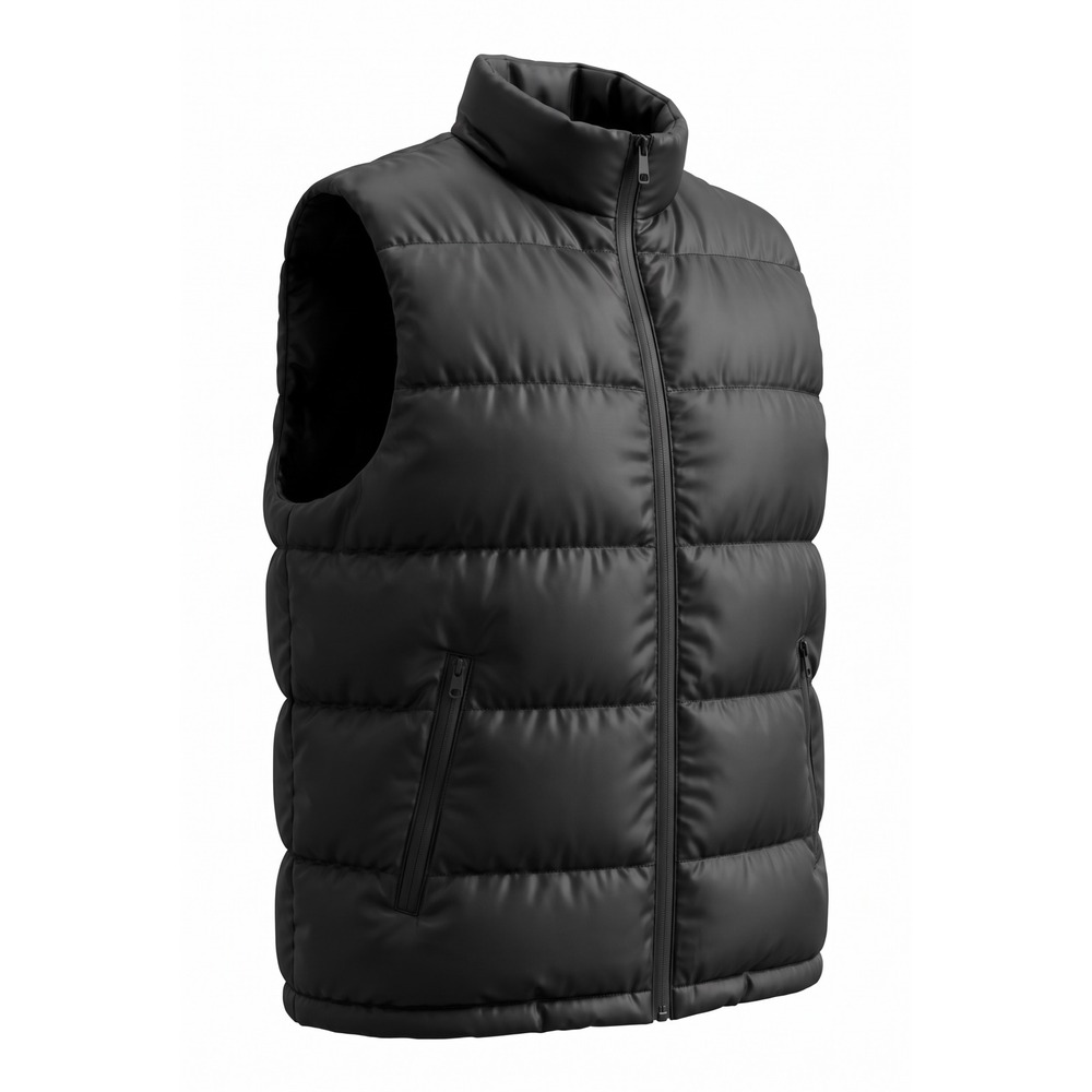 Tuveke Black Puffer Vest Women XL Quilted Full Zip Sleeveless Jacket Pockets